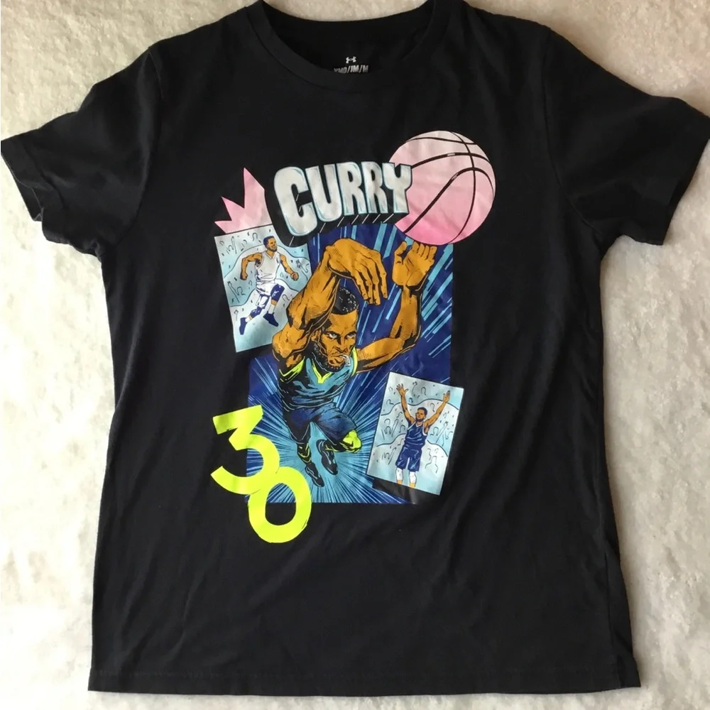 UNDER ARMOUR Boys size Y M Y L CURRY T SHIRT JOGGERS OUTFIT